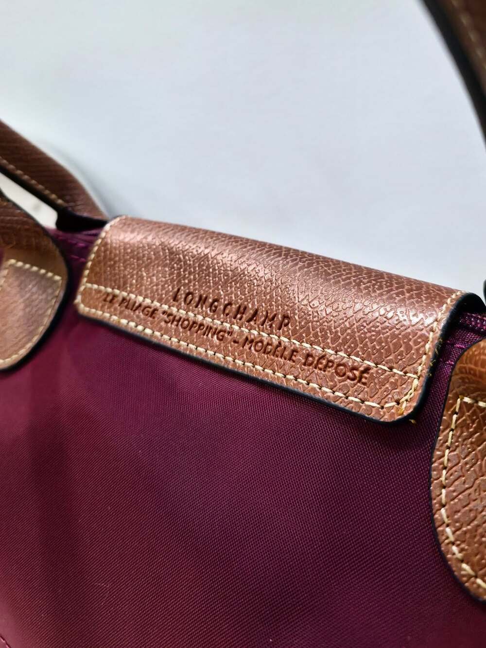 NWT Le Pliage Original Burgundy Medium Handbag Canvas Shopping Shoulder Tote M - Picture 6 of 8